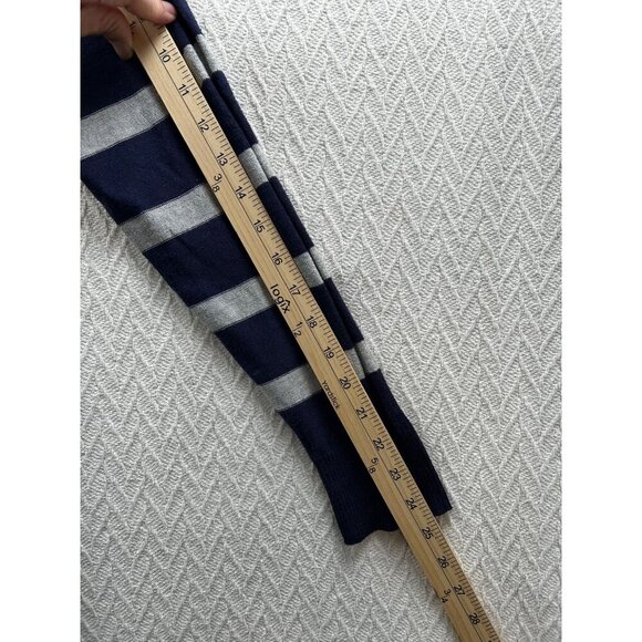 Striped Navy & Gray Open Front Cardigan Sweater Pleated Front & Back LARGE - Picture 10 of 12